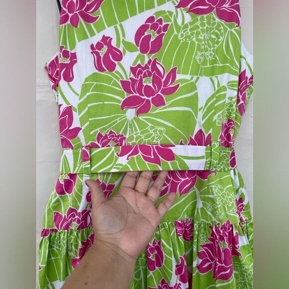 Lilly Pulitzer Green Pink Lily Frog Floral dopamine dressing rockabilly Dress 14 - Picture 17 of 17